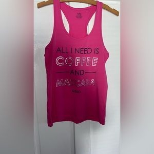 “All I need is Coffee and Mascara” Pink Tank Top Size L